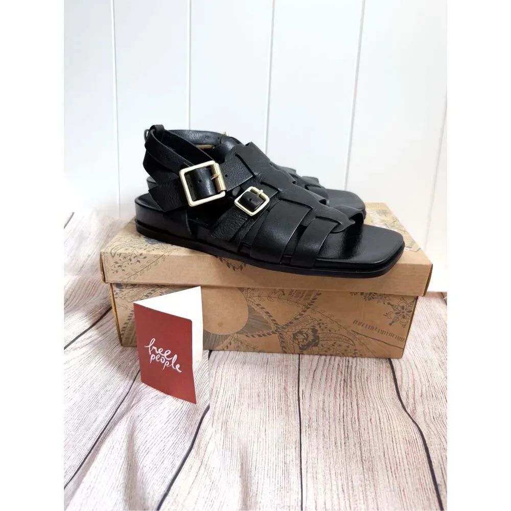 NIB Free People Hooked Fisherman Sandals Black Size 7‎ New - Picture 2 of 10